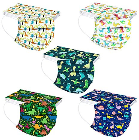 DeaAmyGline 50 Stück Mundschutz Kinder Einweg 3-lagig mit Motiv Bunt Mund-Nasen-Schutz Cartoon Druck Atmungsaktiv Mund-Tuch Bandana Halstuch Schals für Mädchen Jungen
