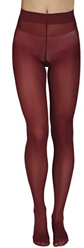 Annes styling Collant Donna Microfibra 40 Den Opachi Calze Donna Eleganti e Morbide Collant Classici per Tutte le Stagioni Comfort Fit Senza Cuciture con Tassello in Cotone Bordeaux Taglia M