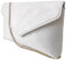 Leah Ward Women's Faux Leather/Faux Suede Leather Clutch Bag Wedding Party Evening Purse Handbags (White)