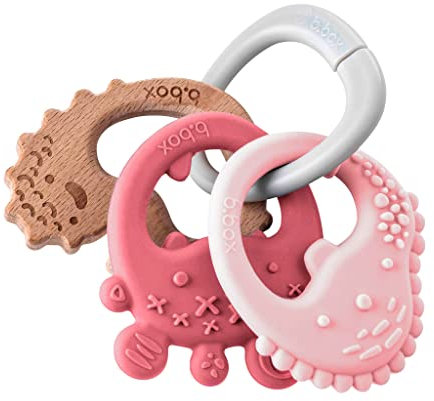 b.box Trio Beißring Baby | 3 Strukturierte Beißringe auf Abnehmbarem Ring | Beruhigende Zahnungshilfe Baby ab 3 M | Variierende Textur, Sanfte Massage