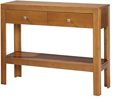 Moblit Recibidor Consola con Dos Cajones Realizado en Madera de Pino Maciza Serie Kalpe Color Cerezo Medidas (85x105x35) cm (altoxAnchoxFondo) Robusta y Duradera