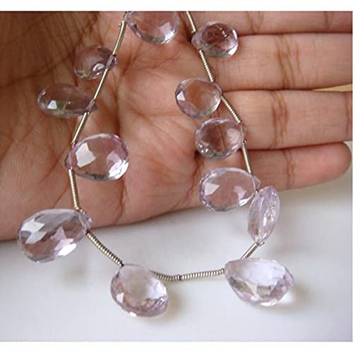 LKBEADS 1 Strand Natural Pink Amethyst Pear Shaped Faceted Briolettes 8x11mm 6 Long