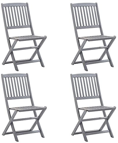 4er Set Gartenstühle Klappstühle Gartenstühle Klappbar Holz Gartenstuhl Campingstuhl Balkonstuhl Bistrostuhl für Party Balkon, Grau 54 x 57 x 91 cm