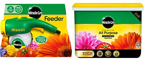 Miracle-Gro Feeder Unit filled with All Purpose Soluble Plant Food, Connects Straight to a Garden Hose & Premium All Purpose Continuous Release Plant Food, 2 kg