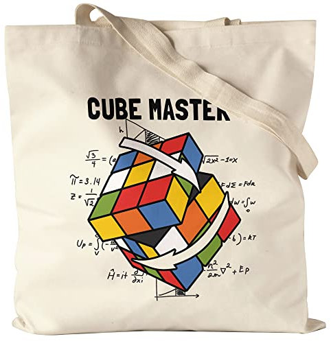 Hey!Print Cube Master Zauberwürfel Jutebeutel Stoffbeutel Canvas Rubik Cube Magic Würfel Retro Rubi Vintage Nerd