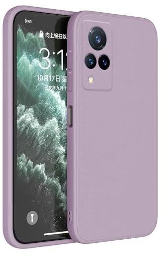 Topme Coque pour Vivo V21 5G (6.44 inches) Etui Housse, Protecteur de Peau en Silicone TPU - Herbe Violette