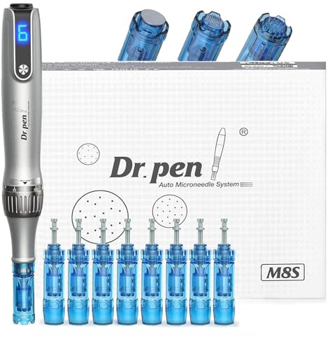 Dr. pen Ultima M8S Professionelle Microneedling Pen Set, Drahtlos Derma Pen | Original Dr.pen mit Echtheitscode, 6 Geschwindigkeitsstufen, LED-Anzeige, und 9 Ersatzkartuschen für die Hautpflege zu Hause