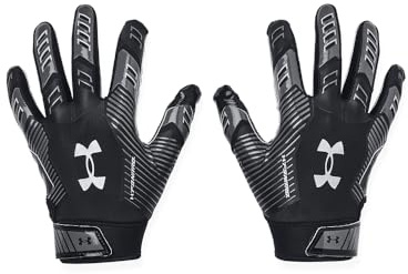 Under Armour Boys' F9 Nitro Football Gloves, (001) Black/Castlerock/Metallic Silver, Large