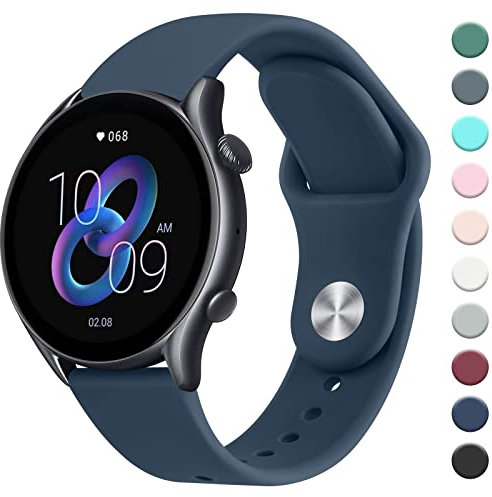 Mugust Armband Kompatibel mit Amazfit GTR 47mm / GTR 2 / GTR 2e / GTR 3 / GTR3 Pro/GTR 4 / Stratos 3 / Stratos 2, 22mm Neues Silikon Armband Sport Ersatz Uhrenarmband,Tiefes Blau