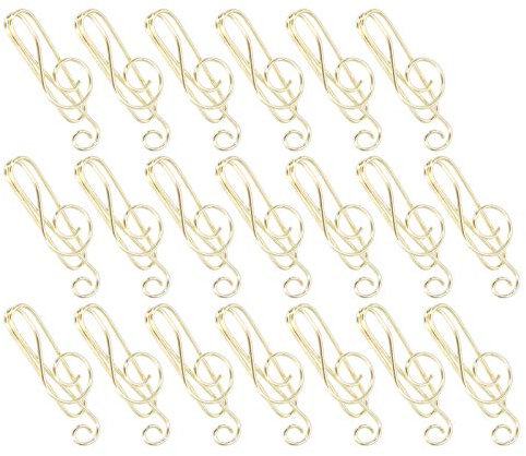 Musiknoten-Büroklammern, Notenschlüssel Klebeband Klebeverschlüsse, 20 Stück Musikbinder Form Kreativität Modellierung Metall (Gold)