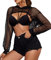 Avidlove Women's Crop Tops Long Sleeve T Shirt Fishnet Hoodies Party Outfit Rave Clothing Mesh Ladies Short Sweatshirt with Drawstring Neon UK Black S
