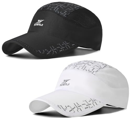 AYPOW 2 Pcs Gorra de Béisbol de Secado Rápido Unisex, Moda Ligera Transpirable Plegable Sombreros de Sol para Deportes Al Aire Libre, Ajustable Gorro Béisbol Hombres Mujeres Correr Senderismo Escalar