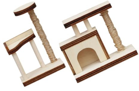 BESTonZON 2St katzenbaum katzenmöbel Mini-Puppenhausmöbel Miniatur-Kratzbaumspielzeug Katzentürme Puppenhaus aus Holz Miniatur-Kratzbäume Mini- - hölzern Klettergerüst für Katzen