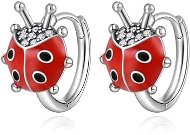 EVER FAITH Marienkäfer Ohrringe für Damen Mädchen Hypoallergen Rot und Schwarz Emaille Nette Cute Ladybug Huggie Creolen