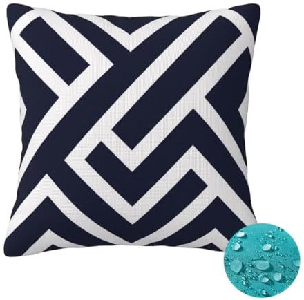 Outdoor Kissen Wetterfest 2 Stück Marineblau Kissenbezug 30x30 cm, Sommer Gartenkissen Deko Outdoor Sitzkissen Wetterfest, Kissenbezüge Nordisch Outdoorkissen für Balkon Patio Garten Deko -OZ293