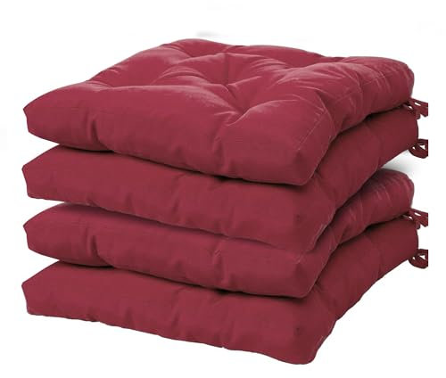 Viste tu hogar Pack 4 Cojines para Silla, 45x45x5 CM, Efecto Tridimensional, Relleno de 100% Poliéster, Ideal para Comedor, Terraza, Sala y Restaurante, Color Burdeos, Fabricado en España