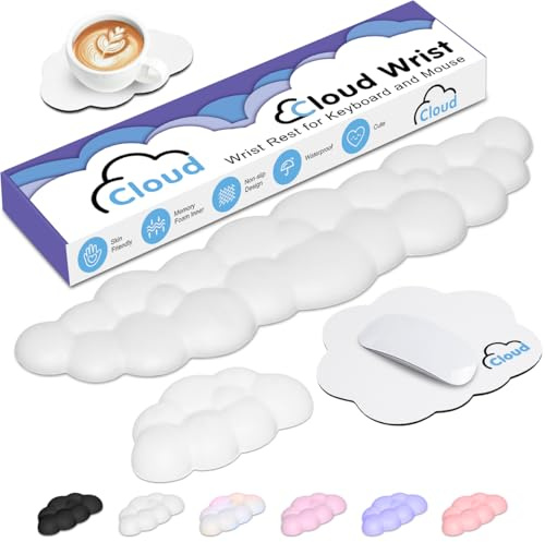 Cloud Wrist Rest Keyboard Wrist Rest with Non-Slip Base for Computer Gaming Wrist Rest YAMJUG Cloud Armrest Keyboard Wrist Pad White