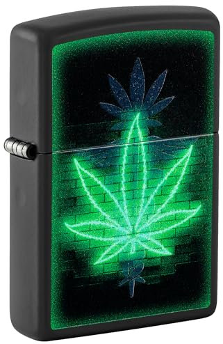 Zippo Gleaming Leaf Design Black Matte Pocket Lighter