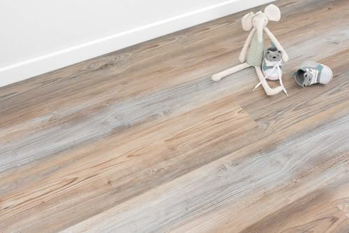 Designboden Vinyl mit Click System Rigid SCP Vinylboden mit Trittschalldämmung in Pinienoptik für Schlafzimmer und Büro