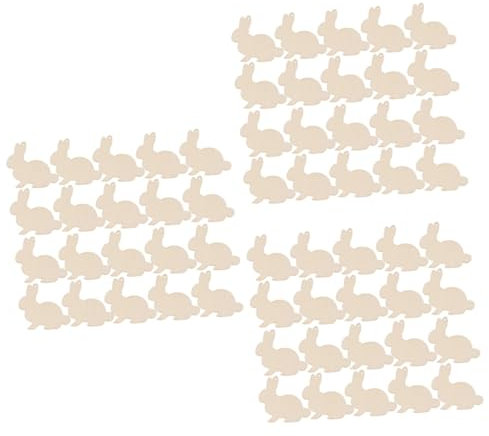 VILLCASE 60 Stück Kaninchen Holzanhänger Heimdekoration Hasenornament Hausschmuck Hase Blanko Hasenform Holziges Handgefertigt Der Hase DIY Anhänger Khaki