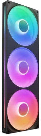 NZXT F420 RGB Core - 420mm Single-Frame Fan Unit with 3 x 140mm RGB Fans - Speed & Lighting Control - High Static Pressure & Airflow - Fluid Dynamic Bearings - 8 aRGB LEDs Per Fan - Black