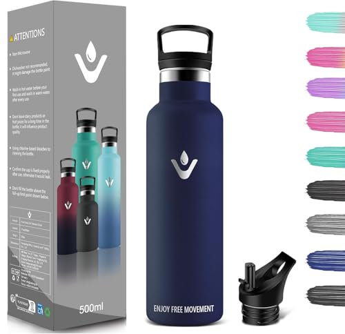 Borraccia Termica Bambini, 500 ML Senza BPA, Borraccia Termica, Sottovuoto a Doppia Parete, Bottiglia Termica, 18/8 Acciaio Inox, Borracce Termiche, Borraccia per Scuola, Sport, Campeggio, Ciclismo