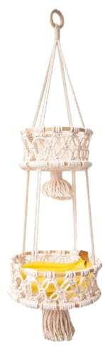 Generisch Boho-Pflanzenaufhänger, Etagere Hängend, Obstkorb Zum Hängen, 3 Etagen, Outdoor-Boho-Hängepflanzentopf Mit Umhängeband, Dekorativer Hängetopfhalter Für Garten, Terrasse, Vorgarten,