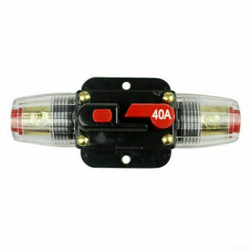 Porte-fusible de disjoncteur 12 V CC avec bouton de réinitialisation manuelle, adapté pour l'installation d'équipement audio visuel de voiture (40 A)