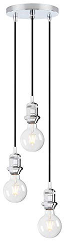 Lighting Industrial Vintage Cluster 3 way Pendant Light Fittings, Loft Bar Hanging Pendant Ceiling Lights for Kitchen island Living Room Bedroom Dining Room