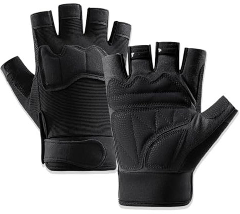 Guantes Ciclismo, Guantes Tácticos de Medio Dedo, Guantes de Ciclismo de Medio Dedo para Hombres y Mujeres, Guantes de Motocicleta, para Acampar al Aire Libre, Ciclismo (L)