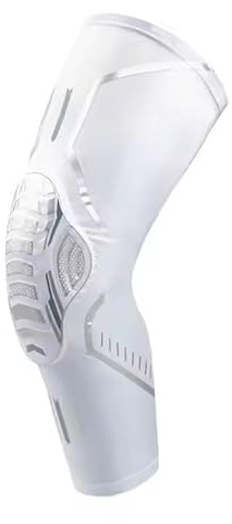 RONAN. Rodilleras de proteccion deporte, Almohadillas de Gel de precisión para la Rodilla, manga para sujeccion en la pierna para baloncesto, voleibol, futbolsala etc. (Blanco, Large)