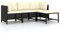 Myheimly Gartenmöbel 4-TLG. mit Auflagen Lounge Sofa Sitzgruppe Mittelsofa Ecksofa Fußhocker Sitzgarnitur Gartenset Gartensofa Schwarz Poly Rattan,Schwarz,2X Eckteil + Mittelteil + Fußstütze