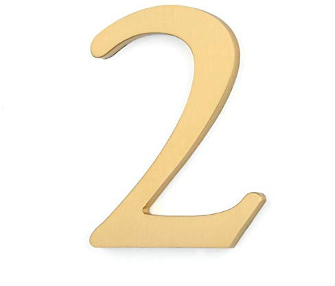 House Numbers Plaques,House Number Self-adhesive Solid Brass Floating House Numbers Door Sign(Number 2)