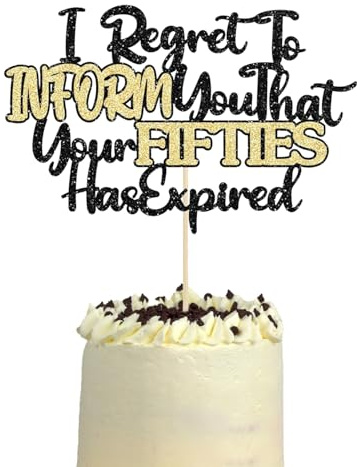 Happy 60th Birthday Cake Topper - Black and Gold Glitter Decoration for – Funny I Regret to Inform You 60 Cake Topper for 60th Birthday Party Supplies