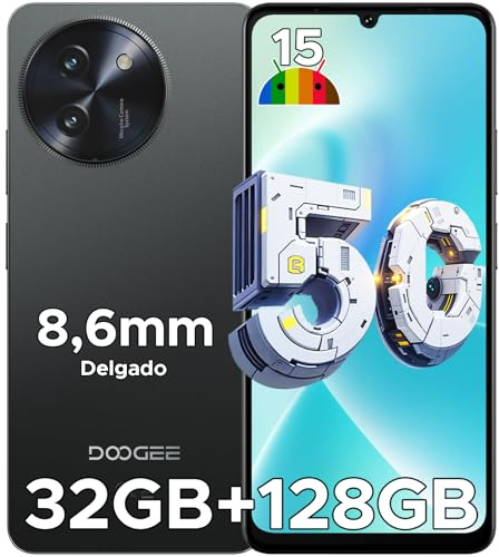 DOOGEE Note 59 Telefono Movil 5G Dual SIM, 6,75''/120Hz Andriod 15 8.6mm Cuerpo Smartphone, 32GB+128GB/2TB Octa Core T8200 Movil, Batería 6250mAh, Cámara 16MP+8MP Moviles, Widevine L1/NFC/FaceID/3.5mm