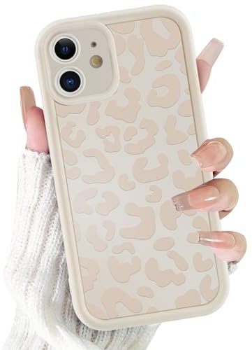 Vxinvnoi für iPhone 11 Hülle, Aesthetic Leopard Muster Handyhülle Motiv Design Dünne Schutzhülle Weich Matte Silikon Süßes Frauen Mädchen Stoßfest Case für iPhone 11 6,1'' - Beige