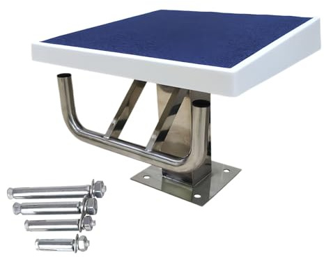 Glowdora Plongeoir De Piscine, Plateforme De Saut pour L'entraînement Et La Compétition, Bloc De Départ À Une Marche en Acier Inoxydable, Charge Maximale De 250 Kg, pour Les Piscines Enterrées B