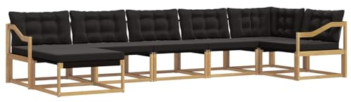 vidaXL Outdoor-Sofagarnitur mit Kissen 7 pcs Weiß und Schwarz, Moderne Garten-Sofa-Garnitur, langlebige Möbel, schicker Sitzplatz, wetterfest, Bequeme Relaxoase