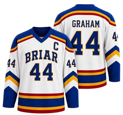 Campus Briar U Hockey Jersey Graham 44 & Logan 22 & Tucker 46 & di Laurentis 66 Jersey Maglia Vneck Maglietta Sportivo Streetwear Unisex Manica Lunga Camicie di Ispirazione Sportiva for Fans