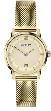 Sekonda Women's Quartz Watch with Beige Dial Analogue Display and Gold Stainless Steel Bracelet 2103.27