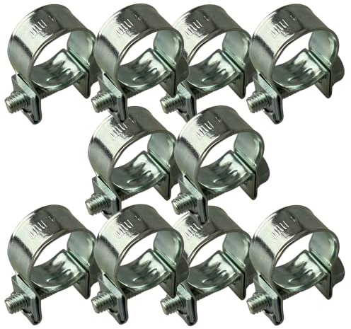 10Pcs/Set Hose Clamps W1 Zinc Plated T-Bolt Mini Fuel Line Pipe Clips 7Mm-20Mm (16-18mm)