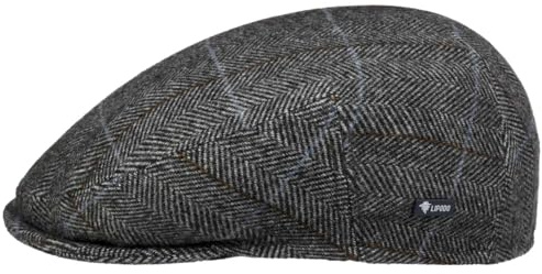 Lipodo Casquette à Carreaux pour Enfant - Made in Italy Laine Gavroche l'hiver avec visière, Doublure Printemps-été - 49 cm Anthracite