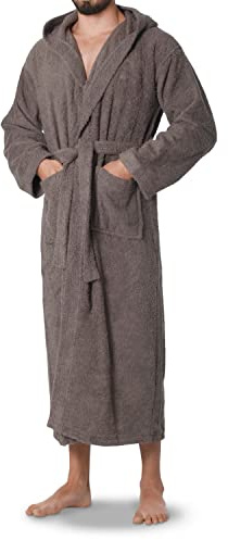 OAHOO Damen und Herren Frottee Bademantel mit Kapuze (1 Stück) Extra-langer Schnitt