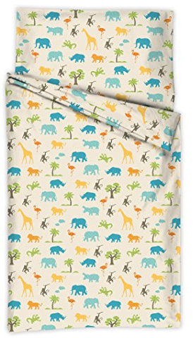 Kindertraum 5217012 Kinderbettwäsche Dschungel, Design 170, 40 x 60 cm und 100 x 135 cm
