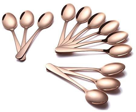 Buyer Star 12st Kaffeelöffel Roségold Mini Teelöffel, 18/10 Edelstahl Löffel für Zucker Dessert Kuchen Espresso Demitasse EIS Spoon