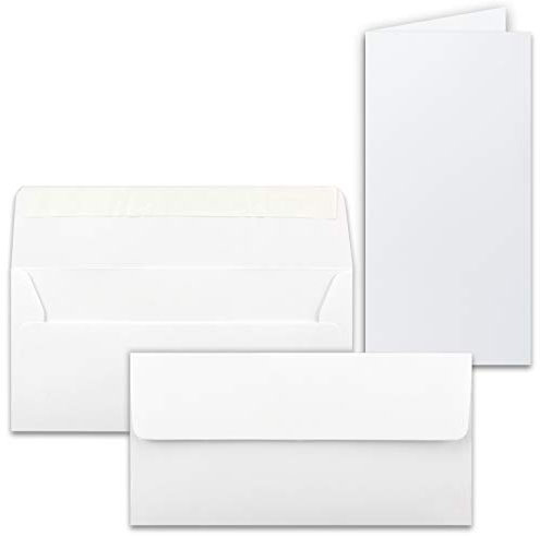 25x Faltkarten Set mit Brief-Umschlägen Kristallweiß (Weiß) - DIN Lang - 21 x 10,5 cm - Premium Qualität - FarbenFroh® von Gustav NEUSER®