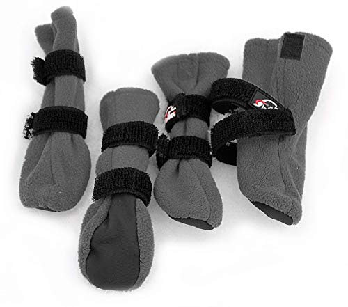 FINNERO Halla Hundeschuhe – Winterpfotenschutz für Hunde bei Schnee, Kälte und Salz – rutschfeste Fleece-Hundestiefel für kleine, mittelgroße und große Hunde – XS, Grey