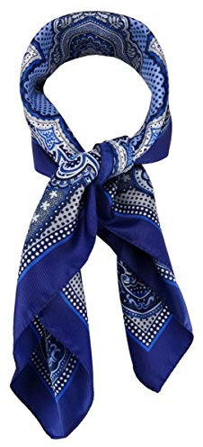 TigerTie Damen Nickituch Halstuch in blau marine royal silber grau gemustert - Größe 60 x 60 cm