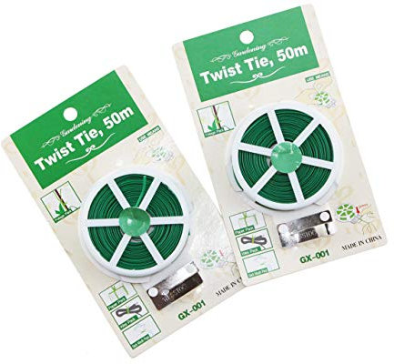 Set of 2 Garden Wire, Plastic Twine with Cutter, Garden Twist Tie, 50m Pro Reel