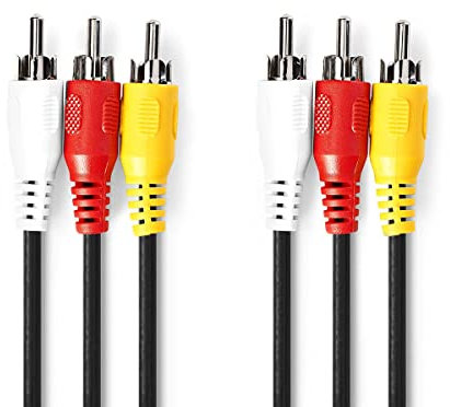 Nedis Câble vidéo Composite | 3X RCA mâle | 3X RCA mâle | Plaqué Nickel | 480p | 1.00 m | Rond | PVC | Noir | Sac en Plastique